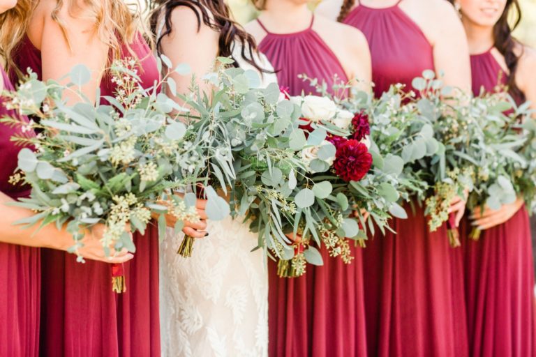 fall wedding bouquet with greenery