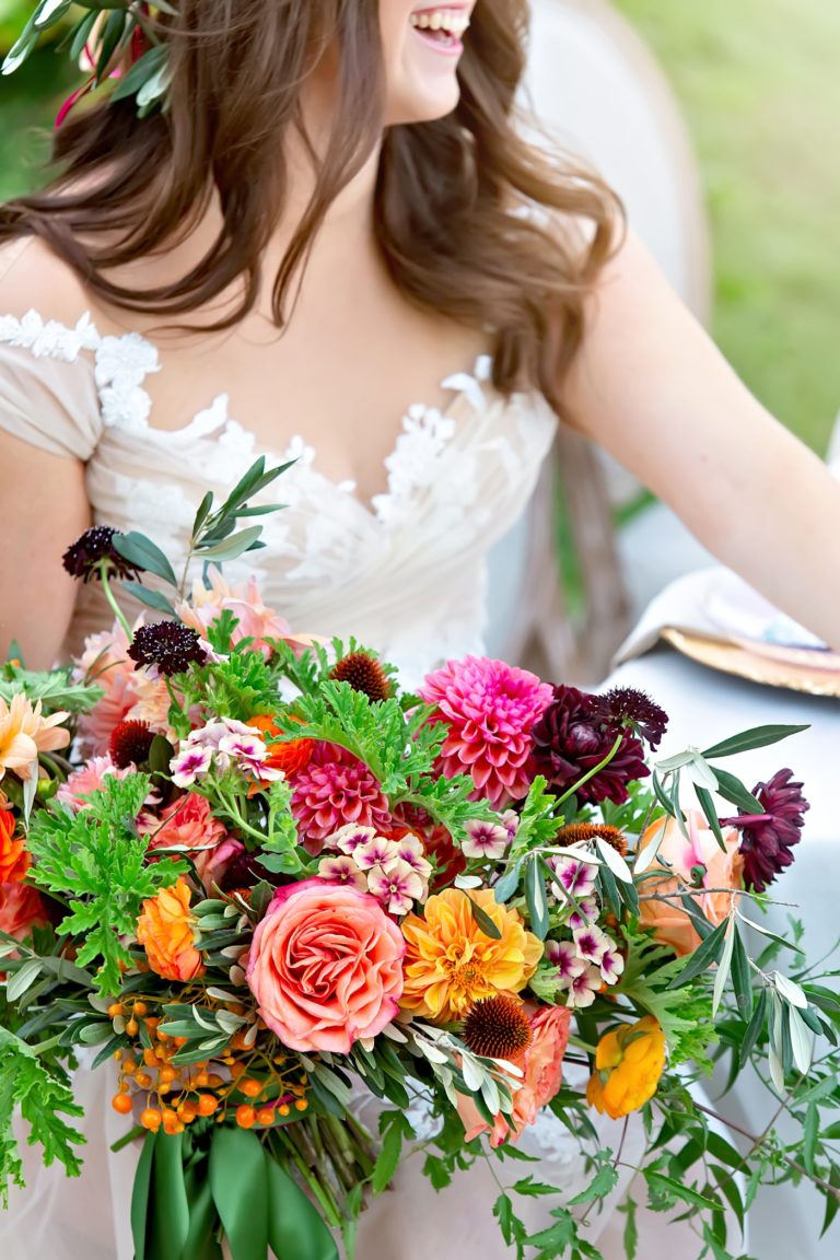 colorful summer bridal bouquet